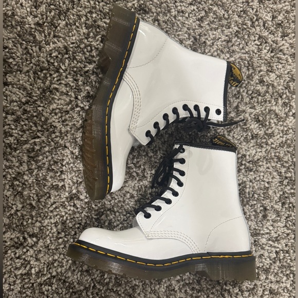 Dr Martens White Patent leather lace up utility moto boots size 7 90’s grunge - Picture 3 of 13